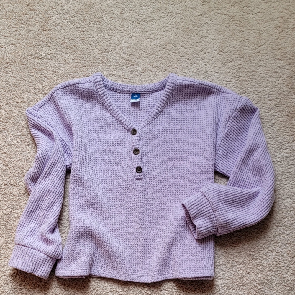 Kids Purple Waffle Knit Sweater